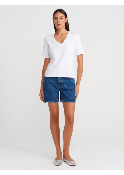 31840 Dilvin V Yaka Kısa Kollu T-Shirt fiyatları