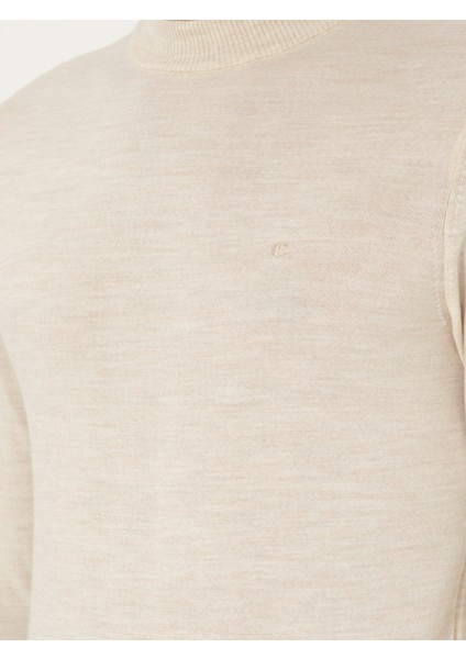 Erkek Bej Slim Fit Basic Kazak 50296402-VR011