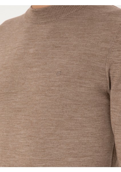 Erkek Vizon Slim Fit Basic Kazak 50296402-VR052