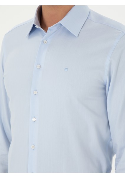 Erkek Açık Mavi Slim Fit Uzun Kollu Gömlek 50303231-VR003