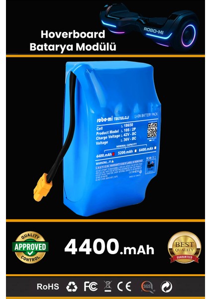 Hoverboard Elektrikli Kaykay Bataryası 4400MAH - Yüksek Yoğunluklu Li-Ion Hücre