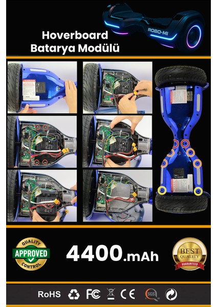 Hoverboard Elektrikli Kaykay Bataryası 4400MAH - Yüksek Yoğunluklu Li-Ion Hücre