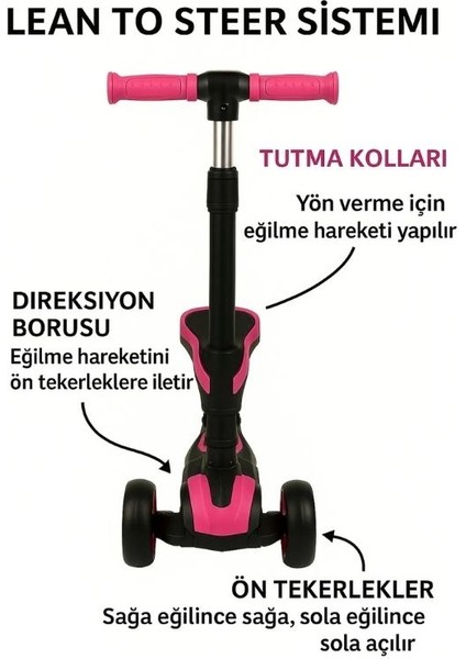 Oturaklı ve Çıkarılabilen Çocuk Scooter-Led Işıklı-3 Tekerlekli modelleri