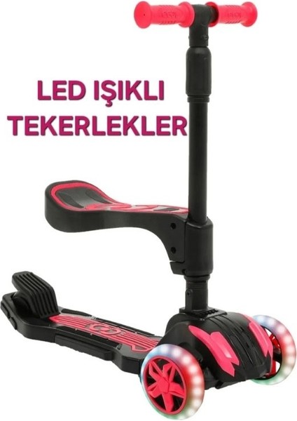 Oturaklı ve Çıkarılabilen Çocuk Scooter-Led Işıklı-3 Tekerlekli fırsatları