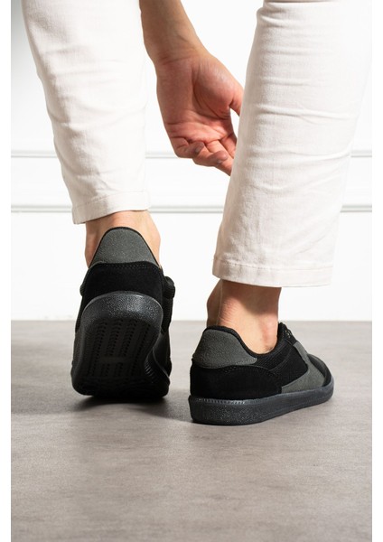 Erkek Sneaker Günlük Spor Ayakkabı Yüksek Taban Siyah Füme - Rahat Tasarım 024
