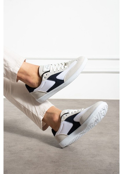 Erkek Sneaker Günlük Spor Ayakkabı Yüksek Taban Beyaz Lacivert - Rahat Tasarım 024