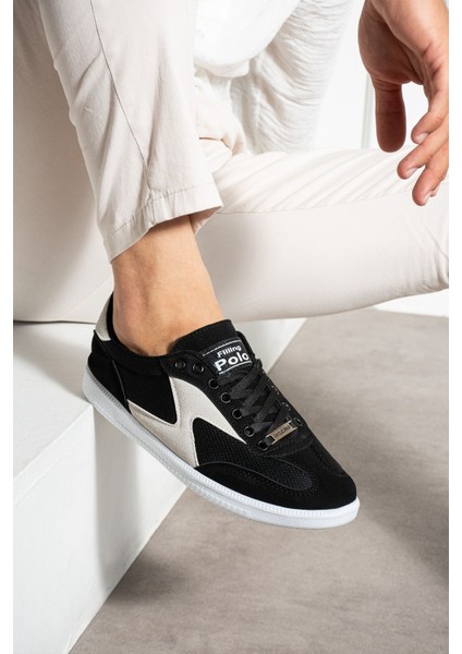 Erkek Sneaker Günlük Spor Ayakkabı Yüksek Taban Siyah Beyaz - Rahat Tasarım 024