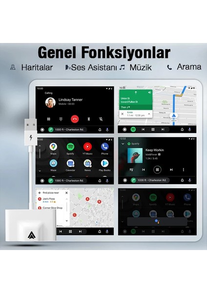 Ally Usb+Type-C Android Kablosuz Carplay Adaptör Çevirici - Youtube Netflix Tiktok - TGZ2004-2372