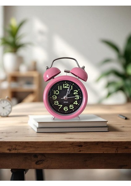 Metal Süper Yüksek Sesli Alarm Saati, Işıklı, Fosforlu, Gece Görünen Kadranlar, Sessiz Saniyeli