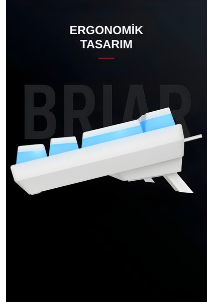 Brıar Type-C Bağlantılı Rgb Puding Tuşlu Mekanik Red Switch Türkçe Q Gaming Oyuncu Klavyesi Be