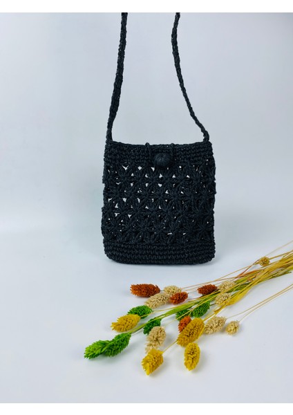 Kağıt Ip Hasır Askılı Örgü Omuz Çantası - Telefon Çantası En 18cm Boy 19 Cm Askı 135 Cm modelleri