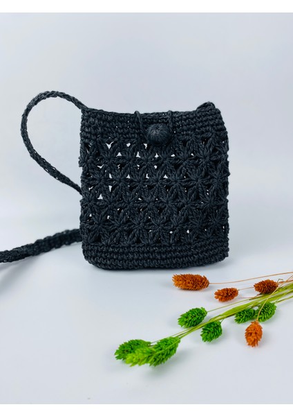 Kağıt Ip Hasır Askılı Örgü Omuz Çantası - Telefon Çantası En 18cm Boy 19 Cm Askı 135 Cm fırsatları