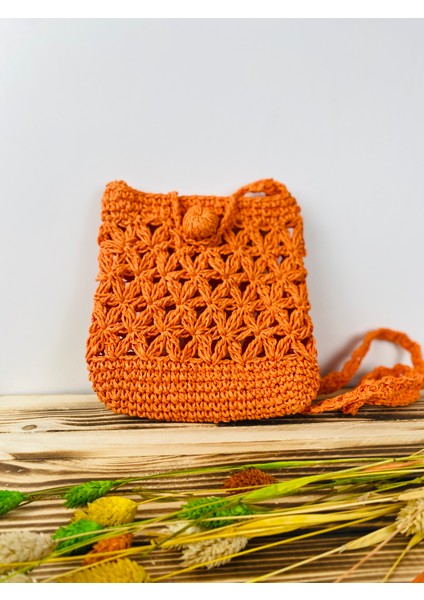 Kağıt Ip Hasır Askılı Örgü Omuz Çantası - Telefon Çantası En 18cm Boy 19 Cm Askı 135 Cm modelleri