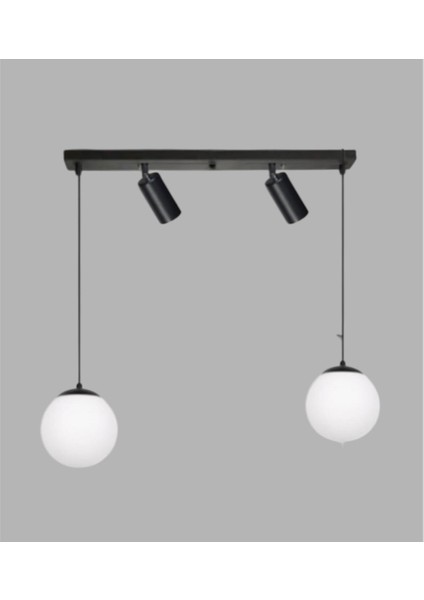 Mylihts Modern Spor LED Avize ve Opal Camlı Sarkıt Avize Salon Motfak Avize 60 cm Dörtlü