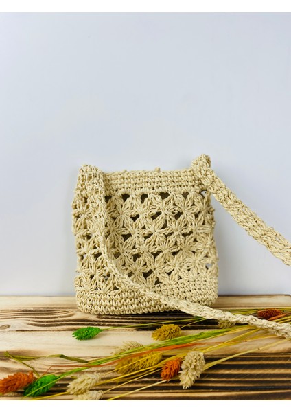 Kağıt Ip Hasır Askılı Örgü Omuz Çantası - Telefon Çantası En 18cm Boy 19 Cm Askı 135 Cm modelleri