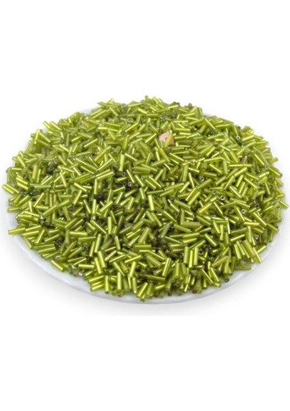 Kristal Yağ Yeşili Boru Boncuk 100 gr