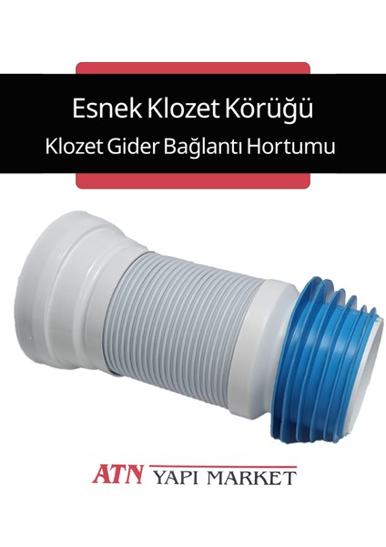 Esnek Klozet Körüğü – Klozet Gider Bağlantı Kada – 110 mm Girişli, Ayarlanabilir Pvc Tahliye Körüğü