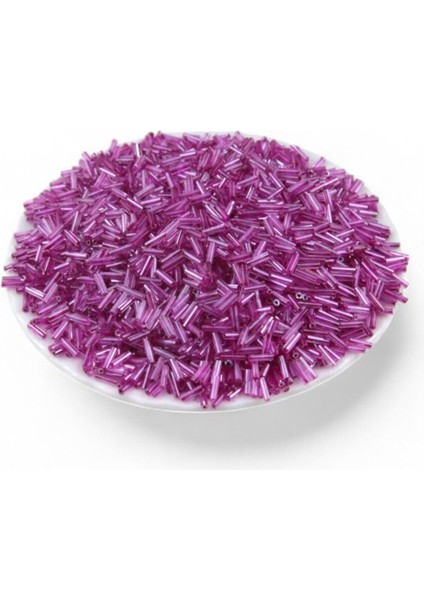 Içten Boyalı Fuşya Boru Boncuk 100 gr