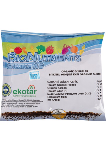 Bionutrients Soluble Ag Bitkisel Menşeli Katı Organik Gübre