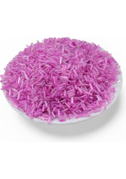 Boyalı Fuşya Boru Boncuk 100 gr