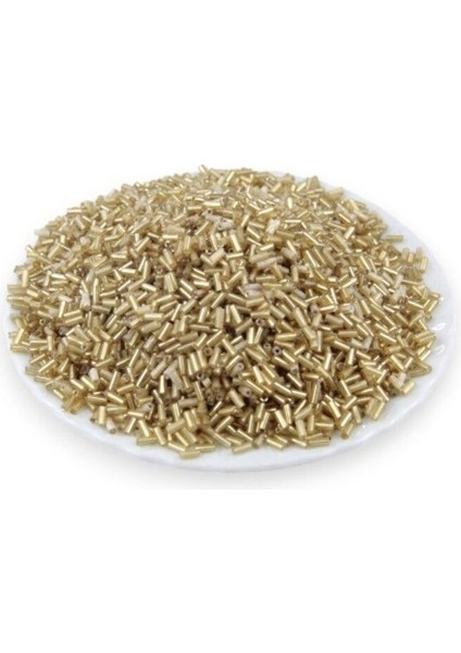 Çift Renk Eskime Sarı Kısa Boru Boncuk 100 gr
