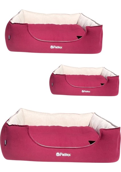 , Bordo-Krem,köpek Yatakları,kedi Yatakları,gabardin Kumaş,yıkanabilir,yastıklı