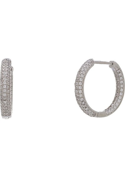 18 mm Halka Model-2 925 Ayar Gümüş Zirkon Taşlı Kadın Küpe