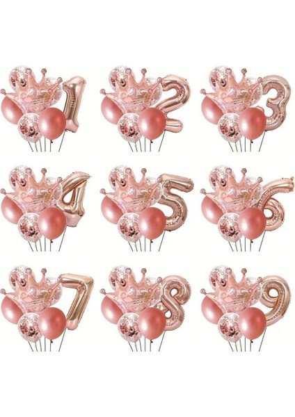 Rose Gold Taçlı 6 Rakam Balon Set fiyatları