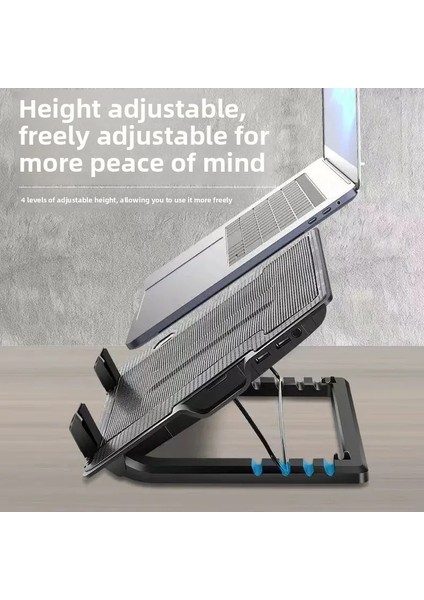 Laptop-Notebook Işıklı Ergostand Soğutucu Fan 5 Seviye Ayarlanabilir Yükseklik Çift USB fırsatları