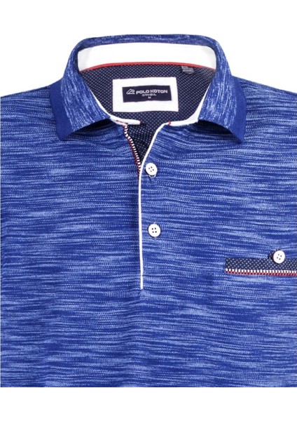 Polokoton %100 Pamuk Mavi Indigo Renk Polo Yaka Iki Renkli Özel Pike Cepli T-Shirt modelleri