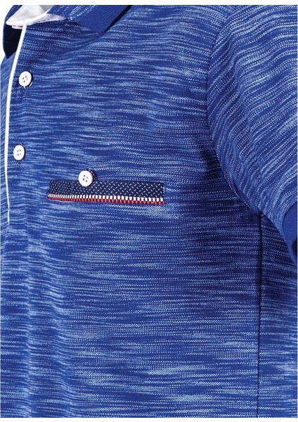 Polokoton %100 Pamuk Mavi Indigo Renk Polo Yaka Iki Renkli Özel Pike Cepli T-Shirt fırsatları