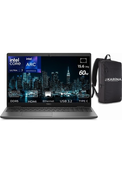 Latitude 3550 Ultra 7 155U XCTO355015VPUI7-001 32GB 512GB Intel Arc Freedos 15.6 Fhd Taşınabilir Bilgisayar