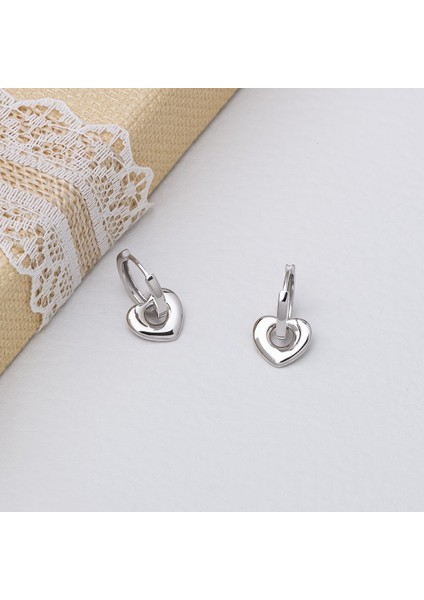 Kalp Model-3 925 Ayar Gümüş Kadın Küpe modelleri