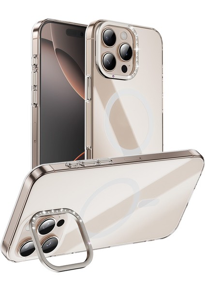 Apple iPhone 16 Pro Uyumlu Kılıf M-Safe Şarj Özellikli Kamera Standlı Zore Estop Kapak