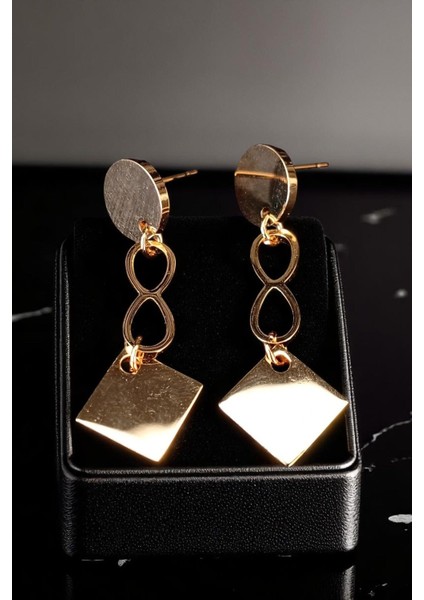 Kadın Çelik Altın Kaplama Sonsuzluk Işaretli Sallantılı Tasarım Model Günlük Kombin Küpe modelleri