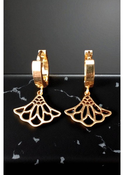 Kadın Çelik Altın Kaplama Halka Klipsli Melek Kanatlı Tasarım Model Günlük Kombin Küpe modelleri