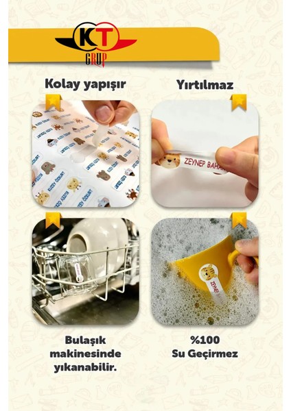 Okul Etiketi Kalem Defter Etiketi Soft Renk Ayıcıklar Özel Isimli Etiket 4 Figür - 285 Adet