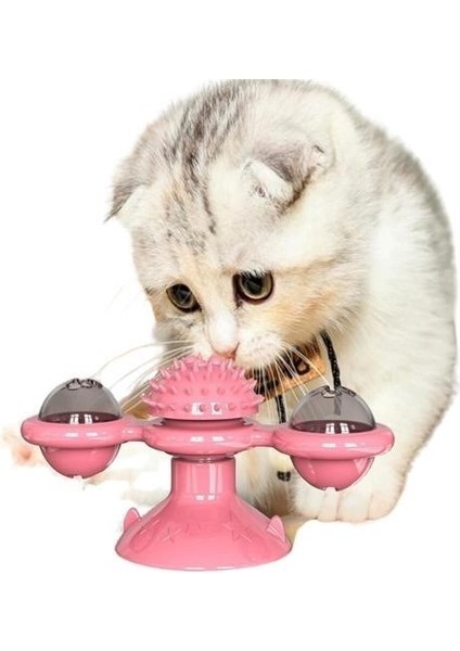 BUFFER® Pet Malzemeleri Vantuzlu Fırıldak Toplu Dönen Şeffaf Depo Tasarım İnteraktif Kedi Oyuncağı modelleri