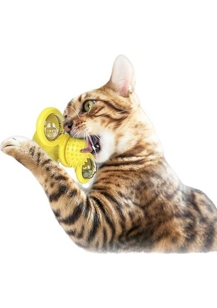 BUFFER® Pet Malzemeleri Vantuzlu Fırıldak Toplu Dönen Şeffaf Depo Tasarım İnteraktif Kedi Oyuncağı indirimleri