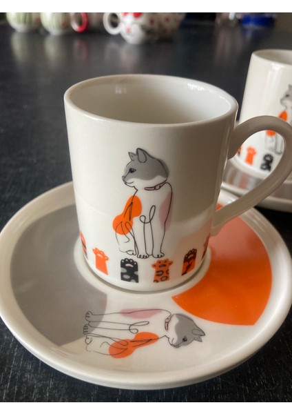 - Özel Tasarım 2'li Kedi Desenli Porselen Kahve Fincan Seti 4 Parça "%100 Yerli Ürün" fiyatları