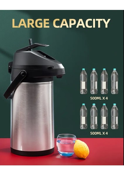 3l Hava Basınçlı Yalıtımlı Termos Paslanmaz Çelik Sıcak Su