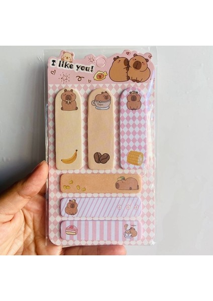 Capybara Kapibara Figür Postit Yapışkanlı Not Kağıt Etiket Seti