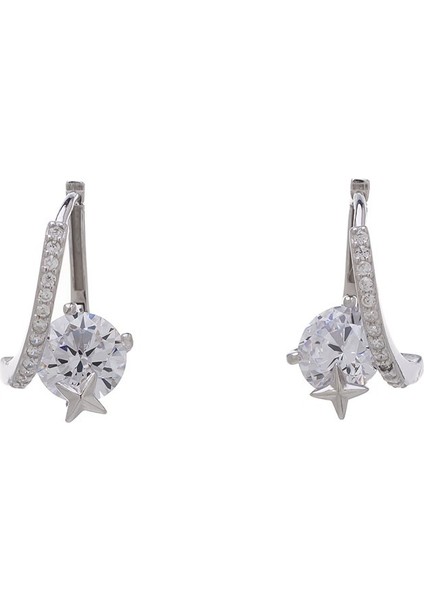 Tektaş Model 925 Ayar Gümüş Zirkon Taşlı Kadın Halka Küpe fiyatları