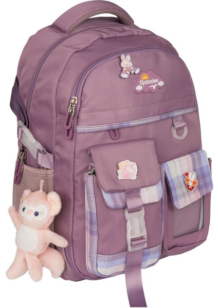Kız Çocuk Bordo Kore Tarzı Kawaii Ilkokul Ortaokul Sırt Çantası – Ekstra Cepli, Peluş Anahtarlık modelleri