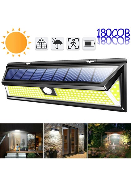 Solar 180 LED Güneş Enerjili Kumandalı 3 Modlu Duvar Lambası