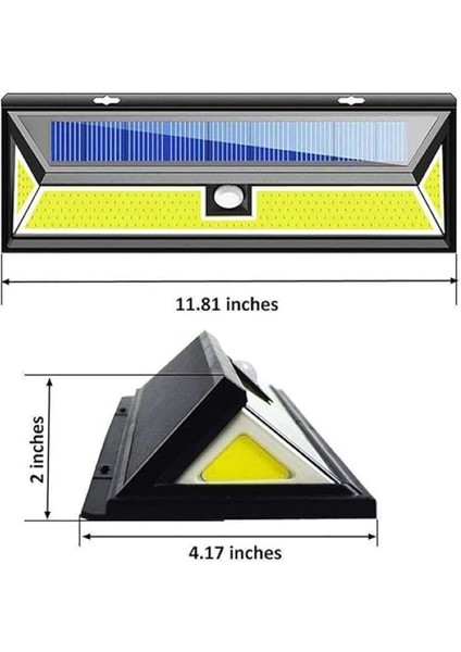 Solar 180 LED Güneş Enerjili Kumandalı 3 Modlu Duvar Lambası