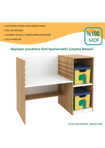 Ayarlanabilir Çalışma Masası – %100 Mdf Kaliteyle Tasarlandı! 3 Yaştan 18 Yaşa Kadar Tek Masa !