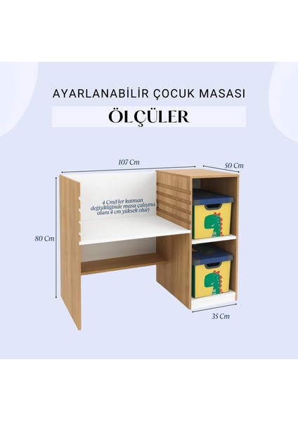 Ayarlanabilir Çalışma Masası – %100 Mdf Kaliteyle Tasarlandı! 3 Yaştan 18 Yaşa Kadar Tek Masa !