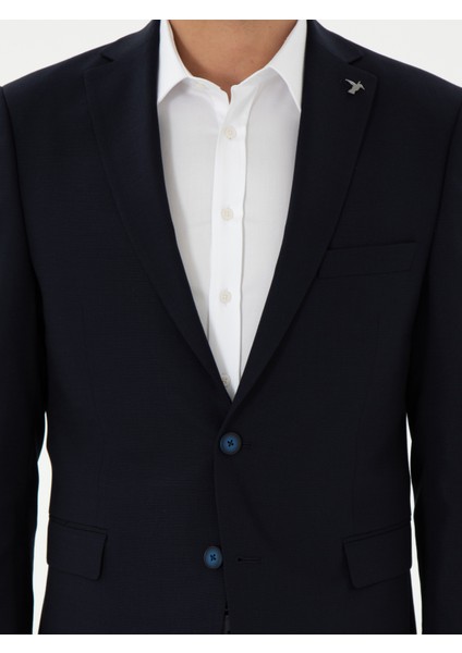 Erkek Lacivert Slim Fit Yün Karışımlı Klasik Ceket 50306044-VR033