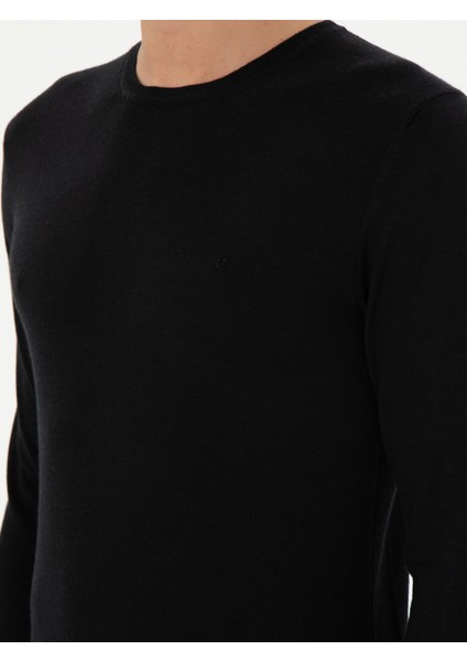 Erkek Siyah Slim Fit Kazak 50293273-VR046
